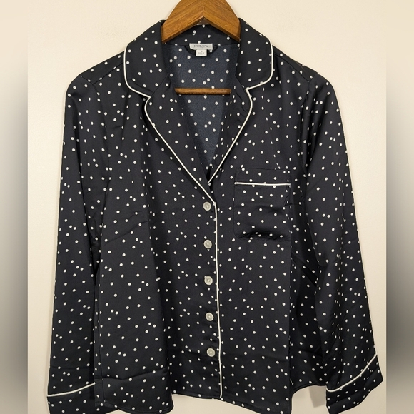 J.Crew Black & White Polka Dot Pajama Long Sleeve Button Down Blouse - Picture 7 of 7